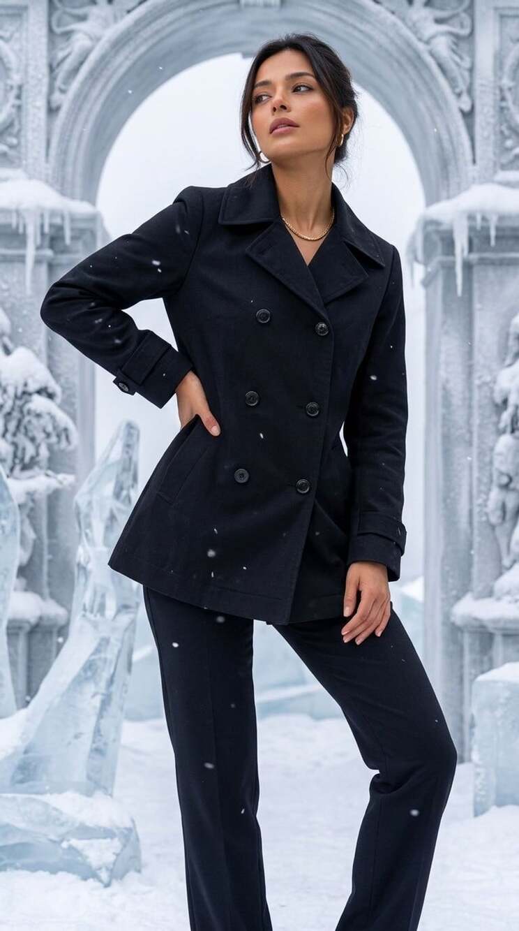 Gap Double Breasted Size M Black Cotton Thin Jacket